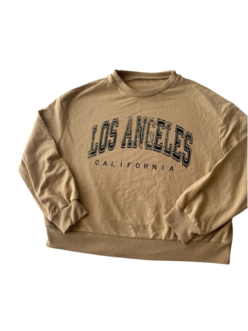 SHEIN Women's Los Angeles California Graphic Drop Shoulder Khaki Sweatshirt
